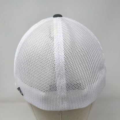 FA Fitted Trucker Hat Gray L/XL Mesh Back Vented Holes 6 Panel Pacific Headwear