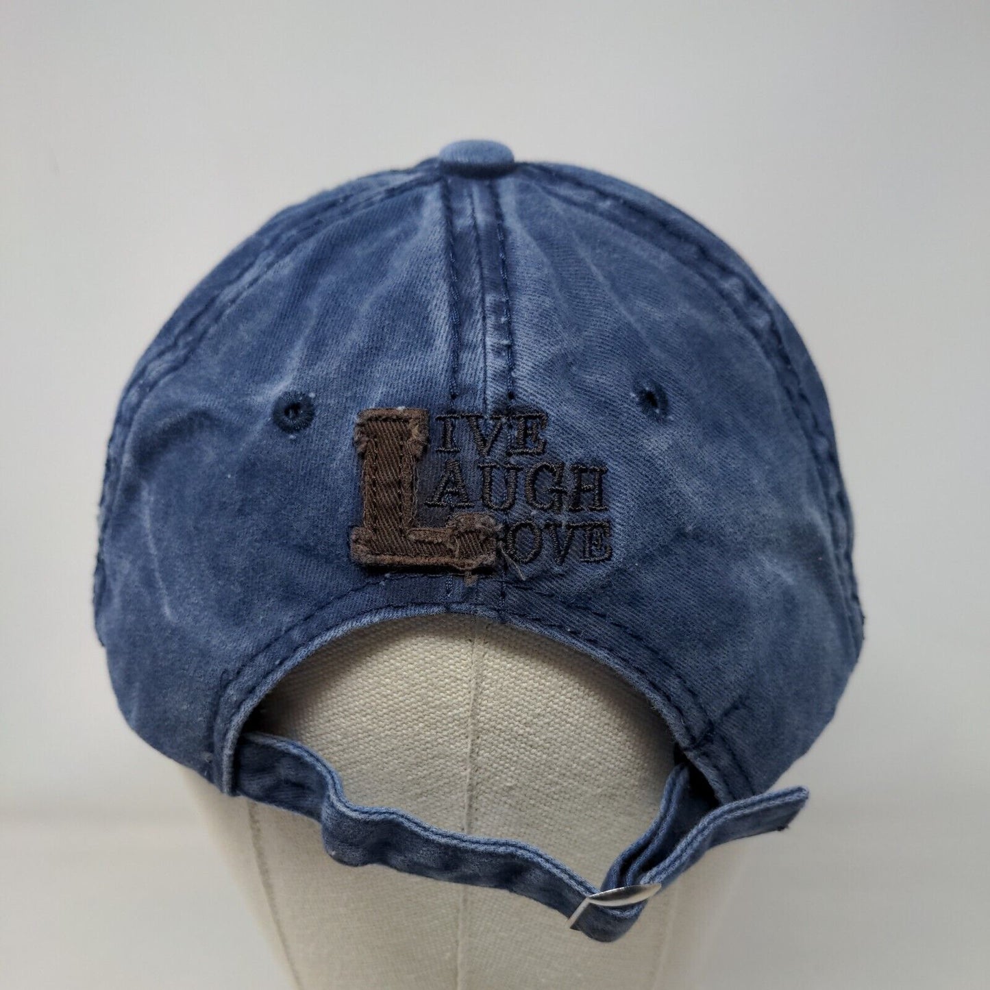 Lucky Slideback Hat Blue One Size Live Laugh Love Embroidered 6 Panel