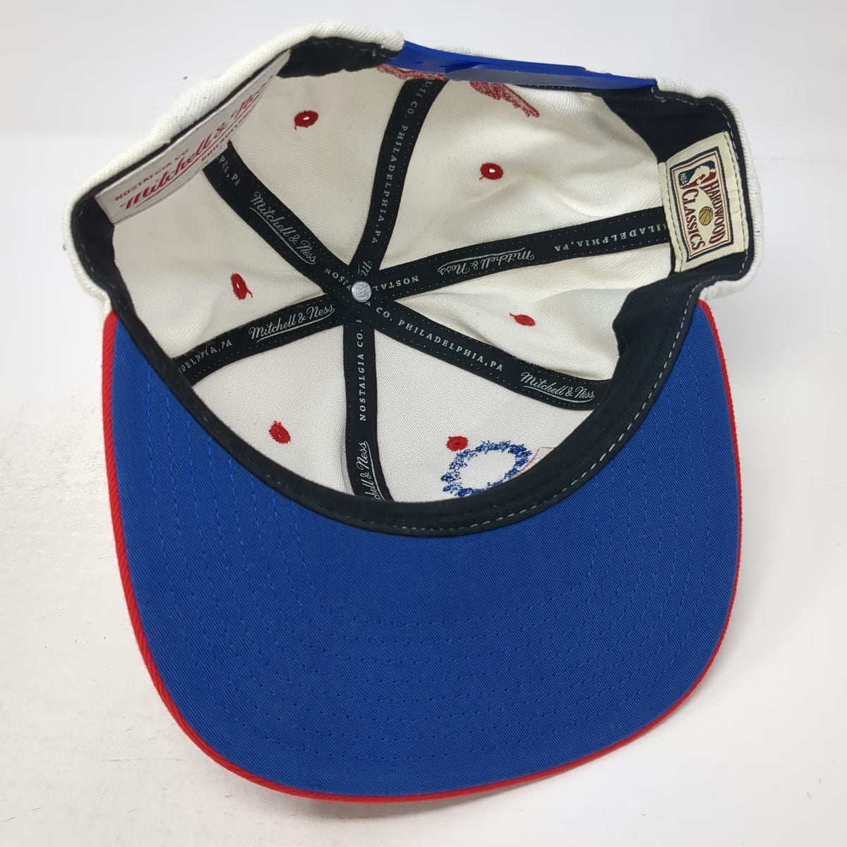 Mitchell & Ness Philadelphia 76ers NBA Snapback Hat White Red Blue One Size
