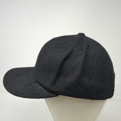 Yupoong Baseball Cap Black One Size Wool Blend Slideback Strapback Plain Hat
