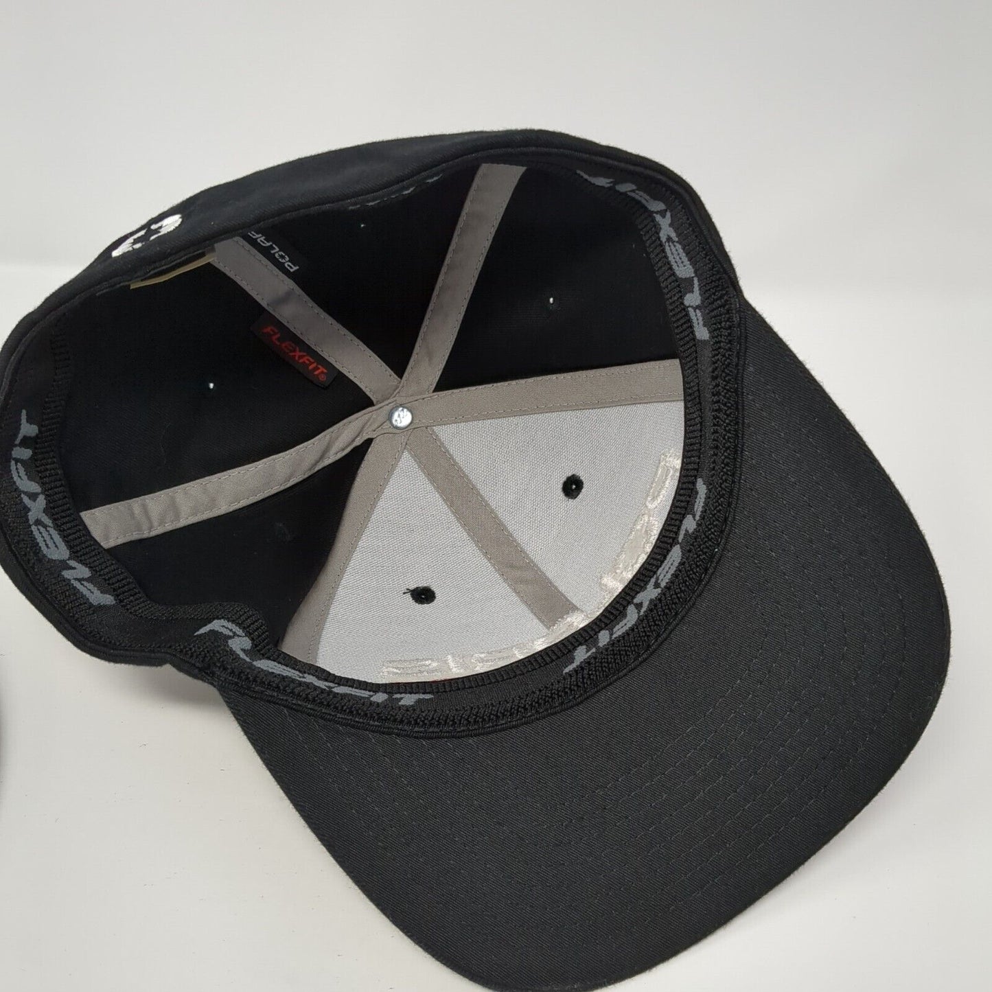 Polaris Racing Fitted Hat Black L/XL Embroidered Vented Holes 6 Panel Flexfit