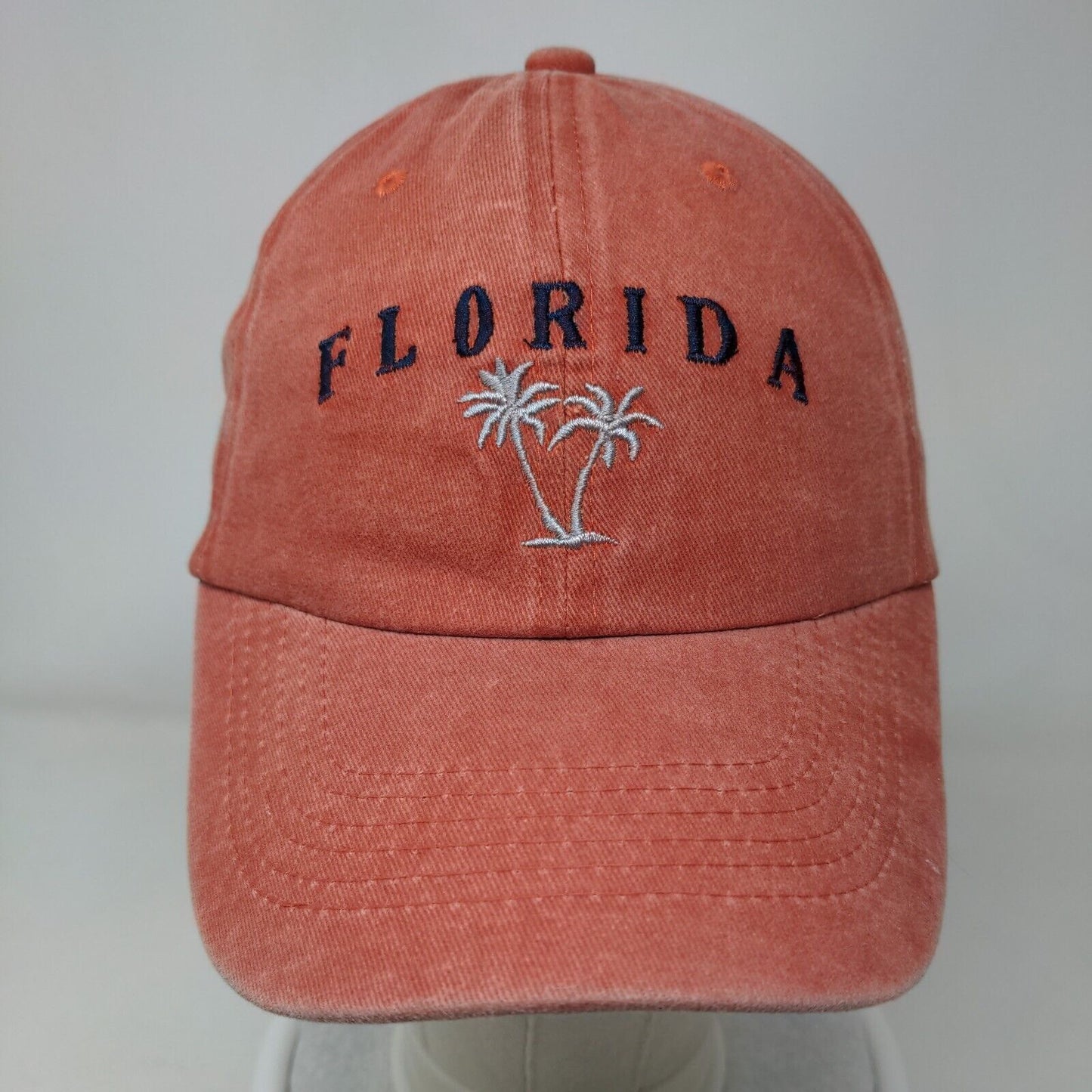 Florida Palm Tree Slideback Hat Orange One Size Embroidered Sunkiss Kap