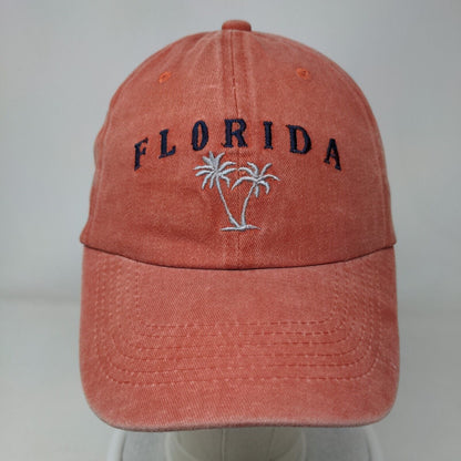 Florida Palm Tree Slideback Hat Orange One Size Embroidered Sunkiss Kap