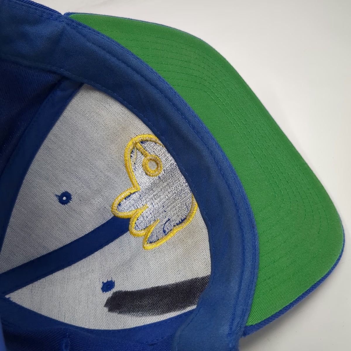 Yupoong Snapback Blue Hat One Size Unofish Logo Green Underbrim Acrylic Wool