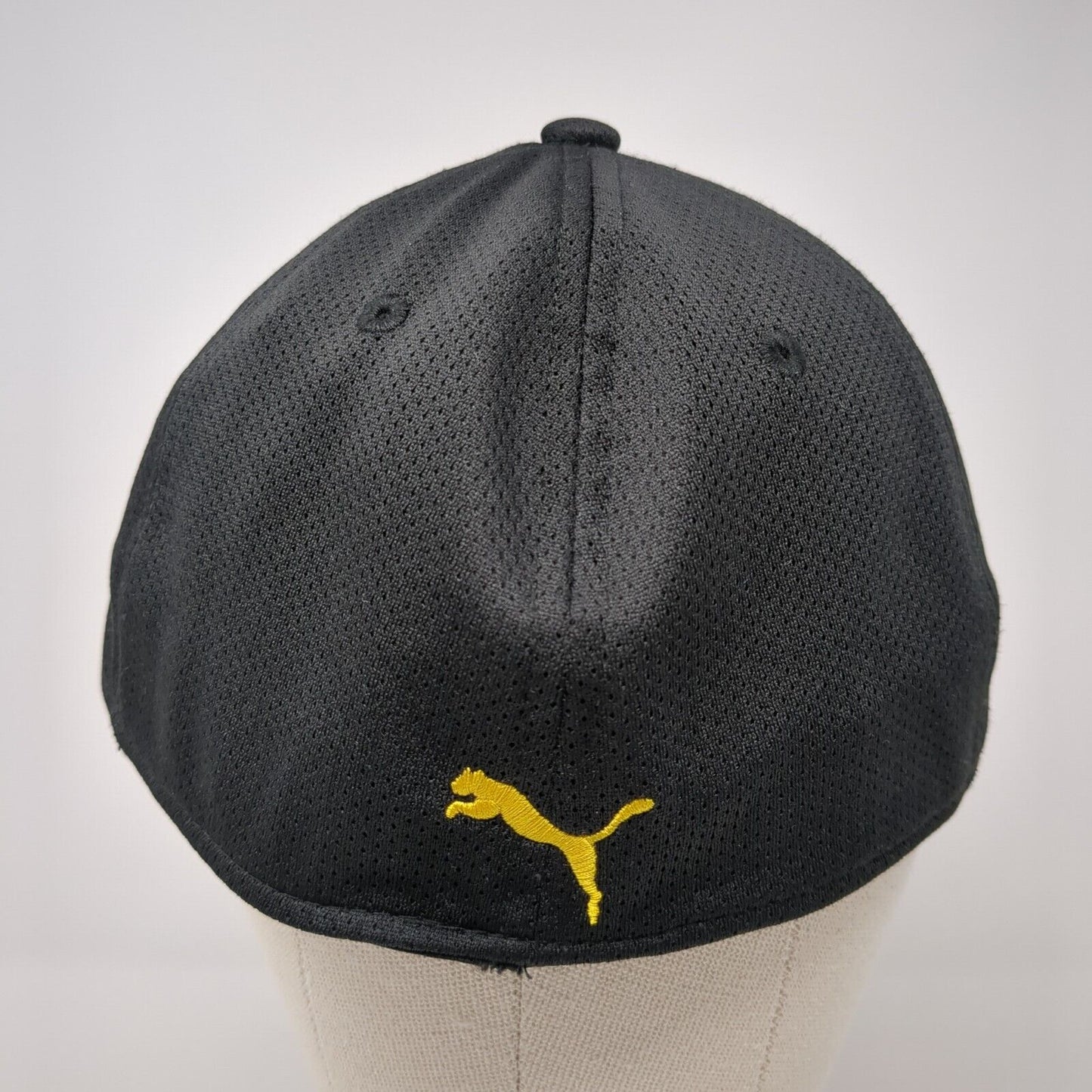 Puma Spell Out Fitted Hat Black L/XL Embroidered Logo Stretch Outdoor