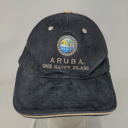 Aruba One Happy Island Strapback Hat Black 58cm Embroidered 6 Panel