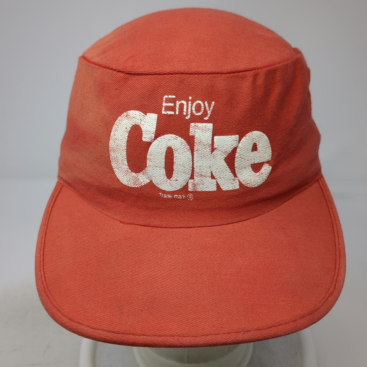 Coca-Cola Red One Size Army Cap Hat Flat Top Cadet Graphic Elastic Back Cotton