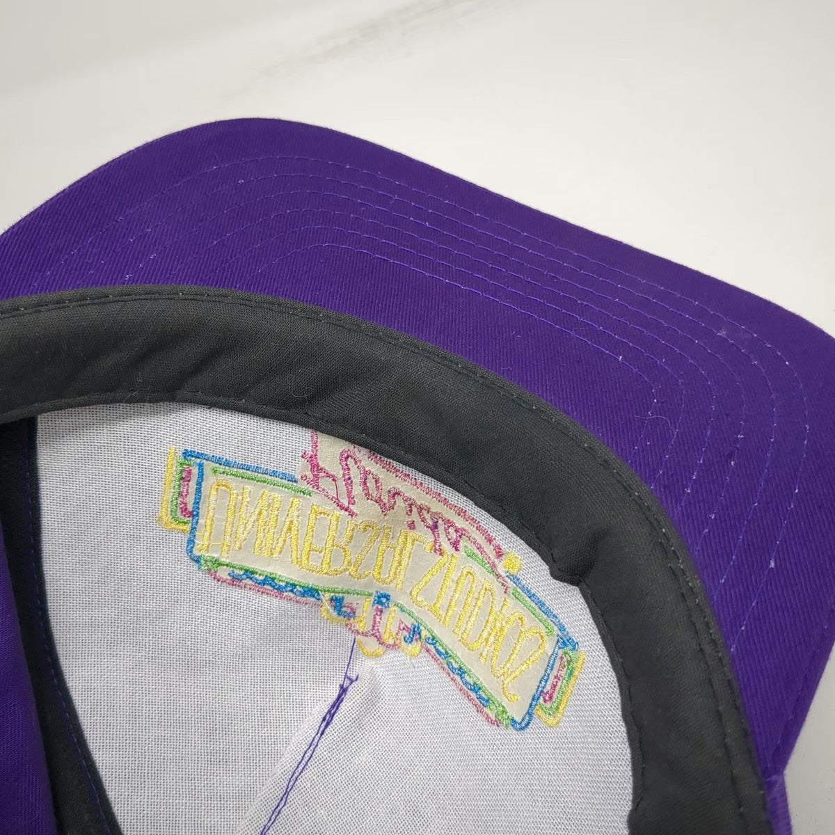 Universal Studios Florida Neon Sign Logo 5 Panel Purple Hat Snapback Vintage