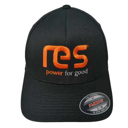 RES Power For Good Logo Fitted Hat Black Medium Embroidered Flexfit