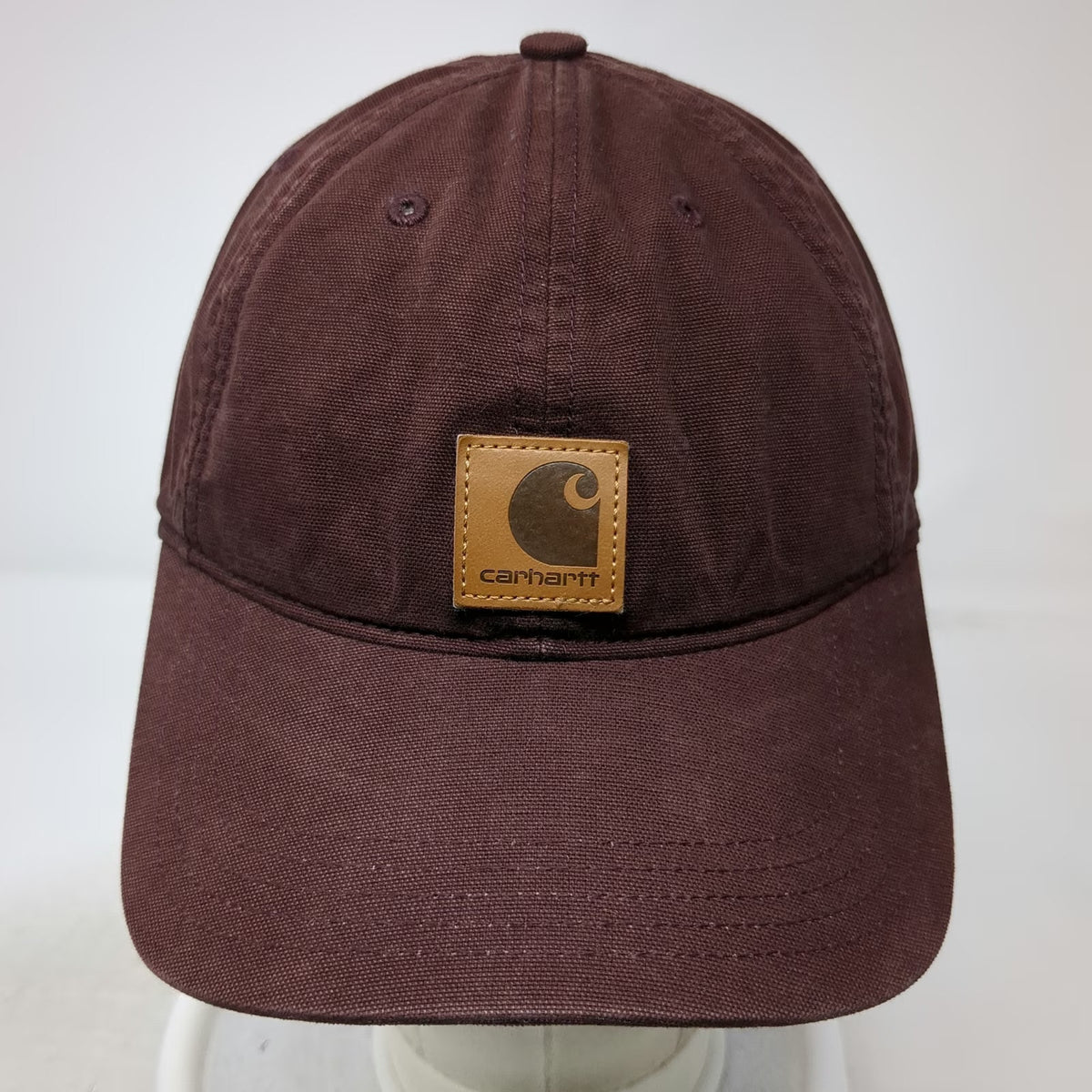 Carhartt Baseball Cap Brown One Size Hat Leather Patch Logo Strapback Canvas