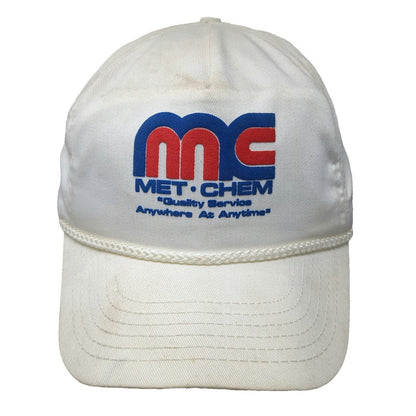 Headliner 5 Panel Hat White OSFM Met-Chem Graphic Rope Brim Slideback Made USA