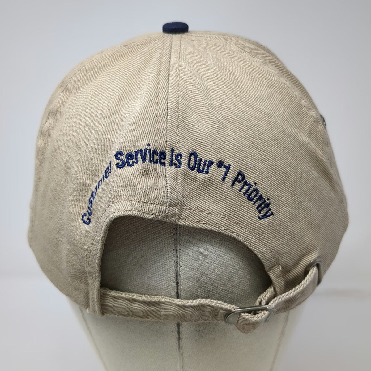 HeadShot OfficeMax Baseball Cap Beige Blue One Size Slideback Corporate Hat