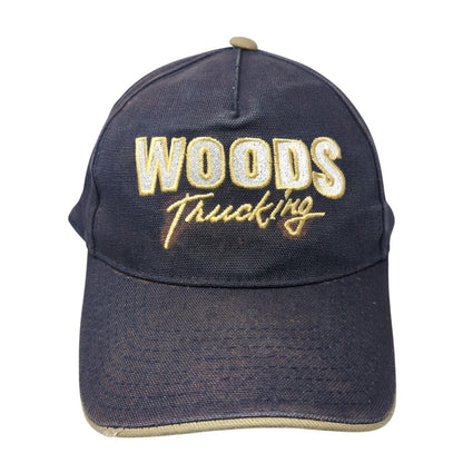Woods Trucking Strapback Hat Blue One Size Adjustable Embroidered Cobra