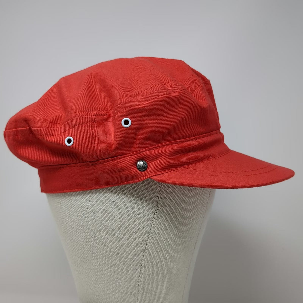 Liz Claiborne Army Cap Red One Size Cotton Side Snap Eyelet Solid Twill Hat