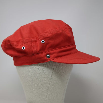 Liz Claiborne Army Cap Red One Size Cotton Side Snap Eyelet Solid Twill Hat