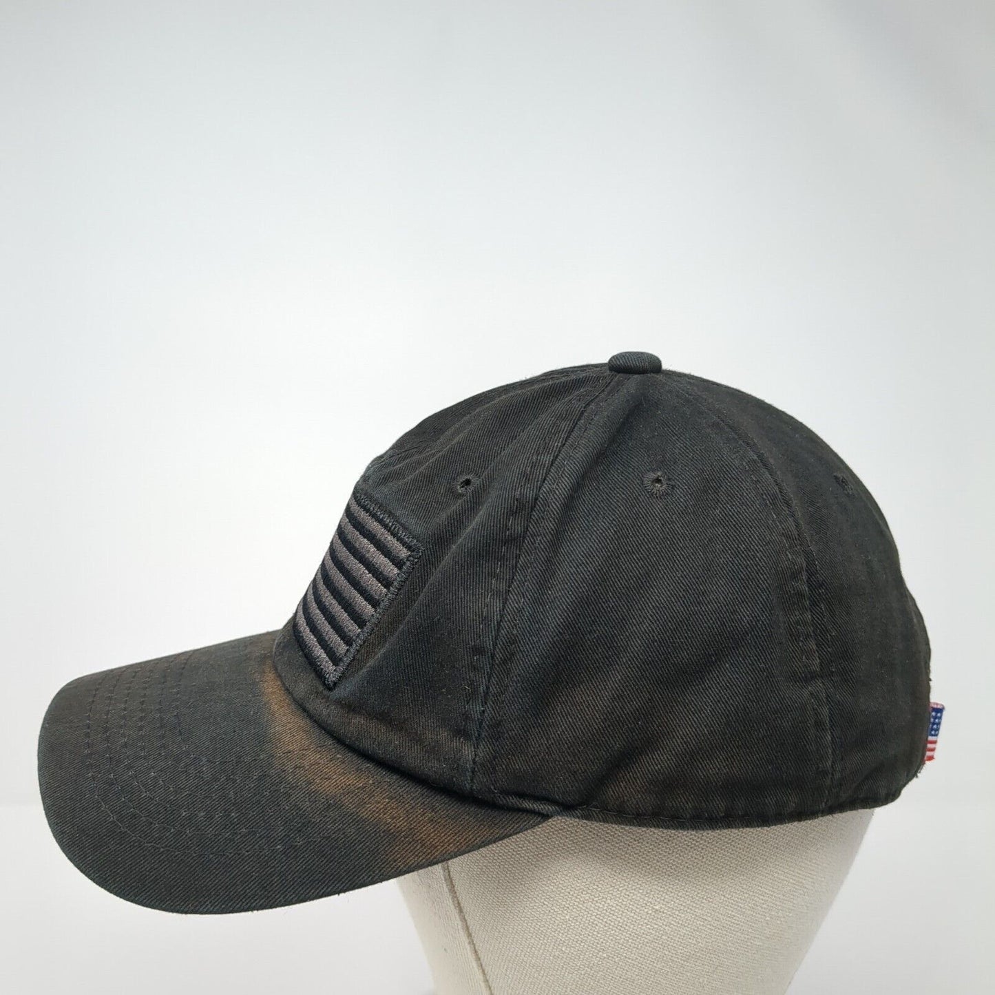 USA Flag Slideback Baseball Cap Black One Size Adjustable Embroidered Patriotic