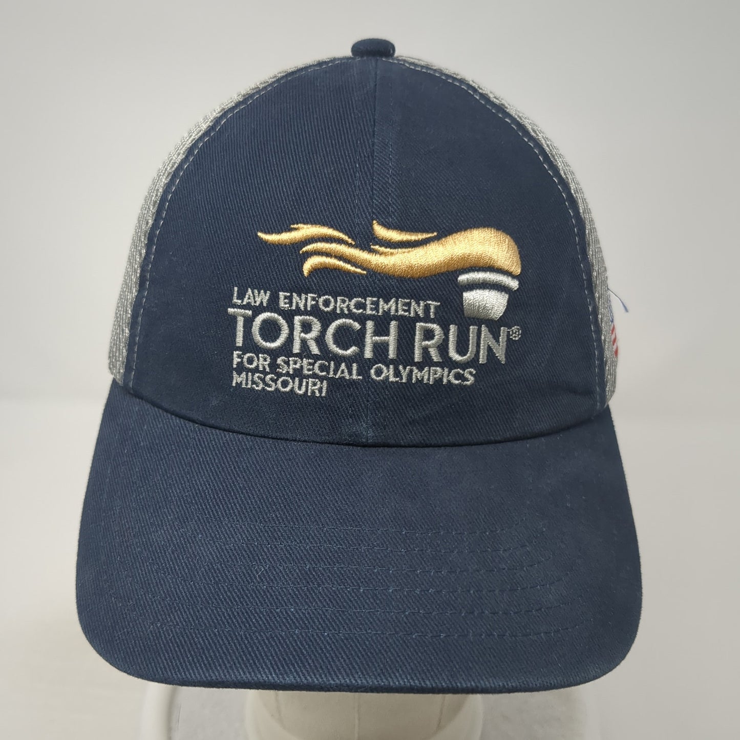 Law Enforcement Torch Run Strapback Hat Blue One Size 35th Annual