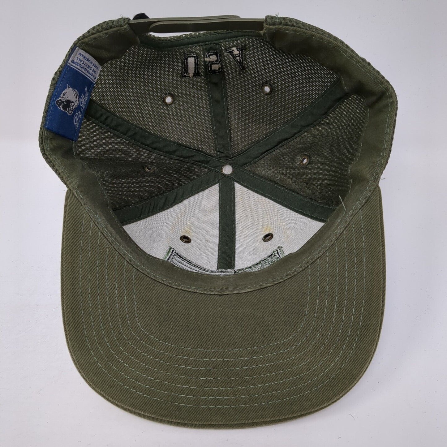 USA Flag Snapback Trucker Hat Green OS Adjustable Embroidered Patriotic Pit Bull