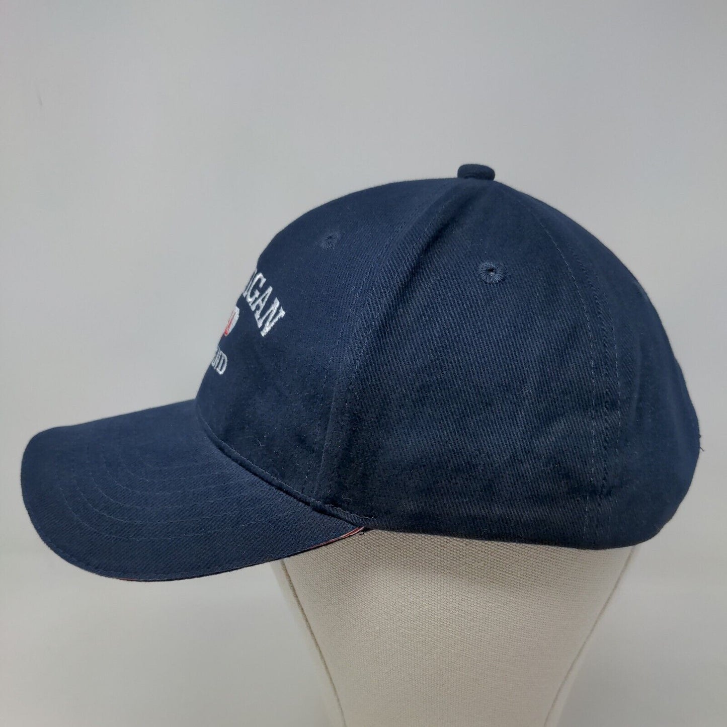 Unbranded Men's Slideback Hat Blue Embroidered Leland Michigan Logo Cotton