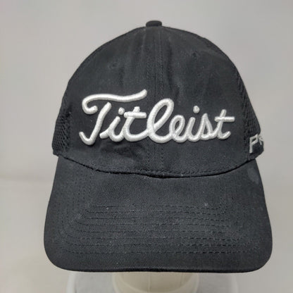 Titleist Fitted Mesh Back Hat Black Medium-Large Embroidered New Era