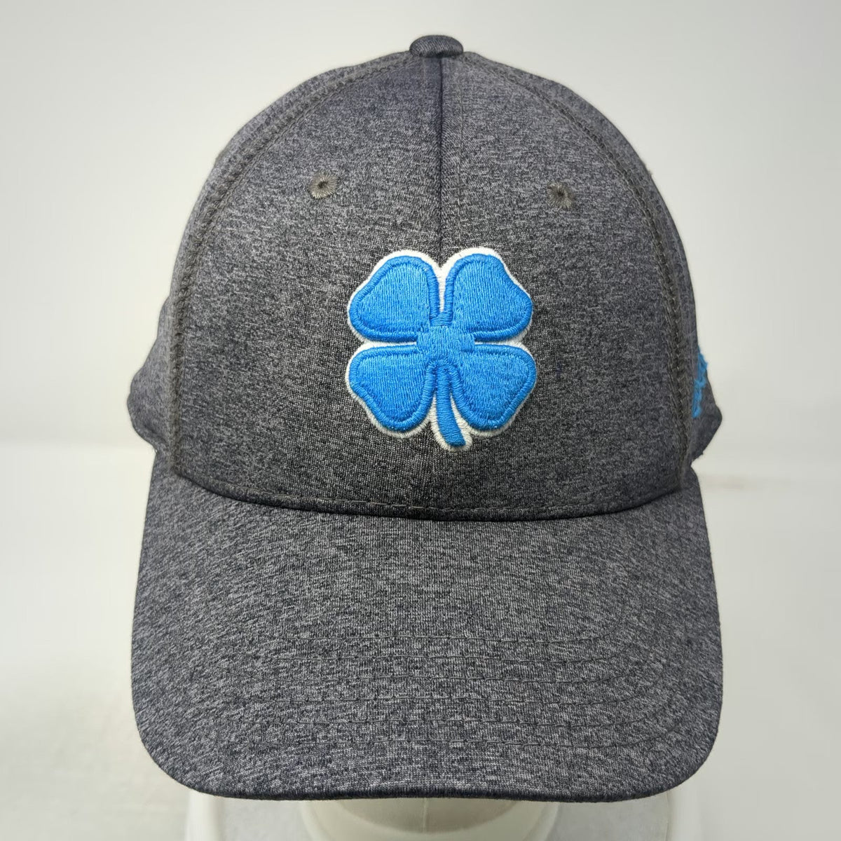 Black Clover Baseball Cap Gray Blue White XL Stretch Fit Clover Luck Logo Hat
