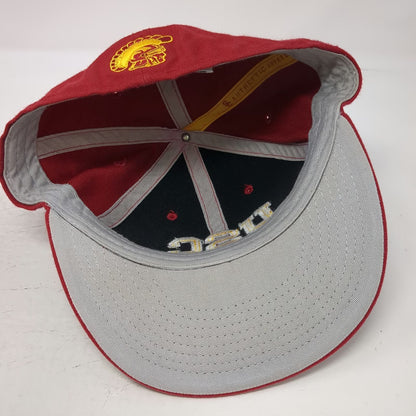 USC Trojans NCAA Red Hat Cap 7 3/8 Fitted Gray Undervisor Helmet Logo Embroidery