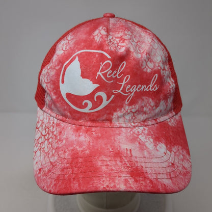 Reel Legends Snapback Trucker Hat Red One Size Adjustable 6 Panel Mesh Back