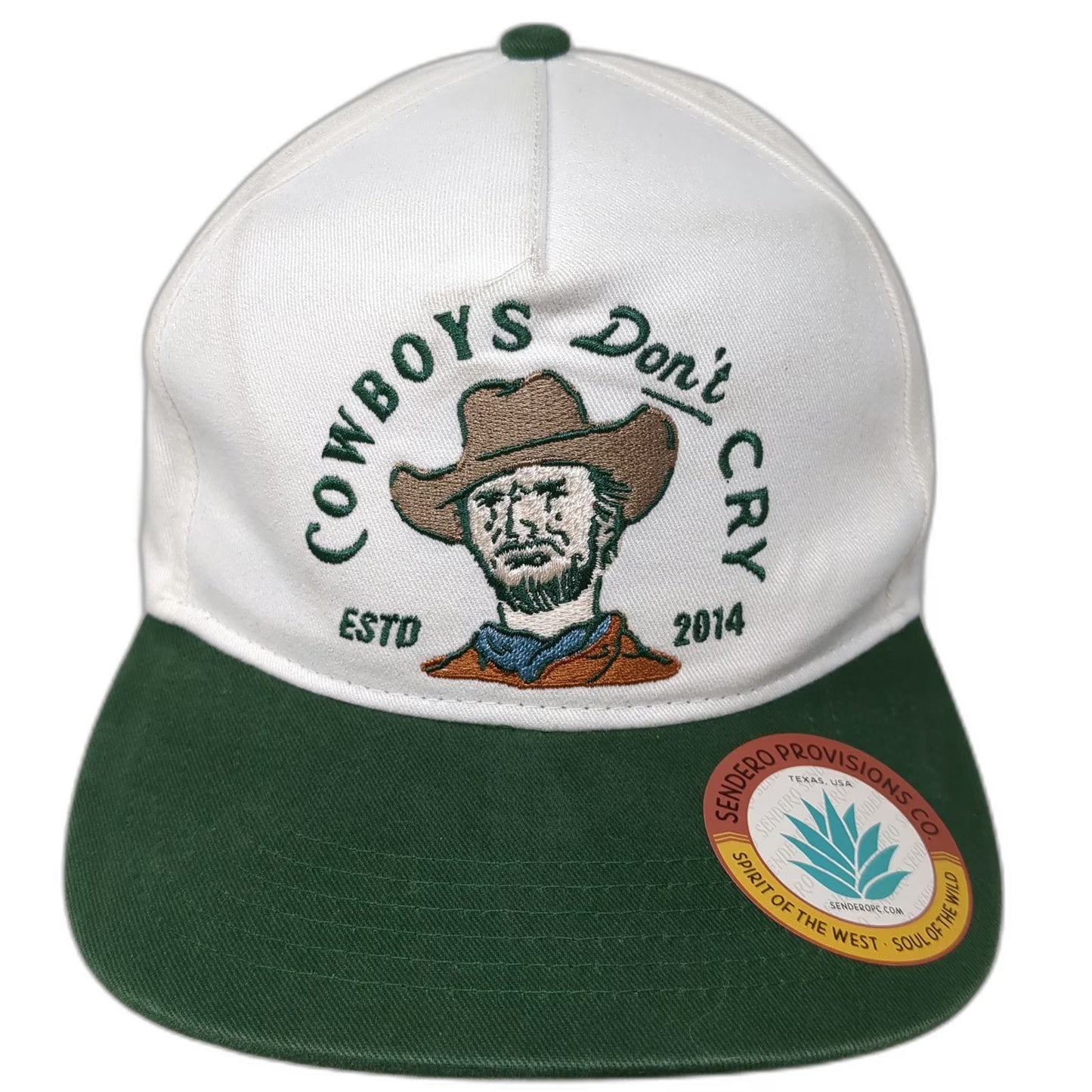Sendero Provisions Co. 5 Panel White Green One Size Cowboys Don't Cry Hat
