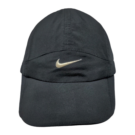 Nike Swoosh Strapback Hat Black One Size Featherlight Dri-Fit Running