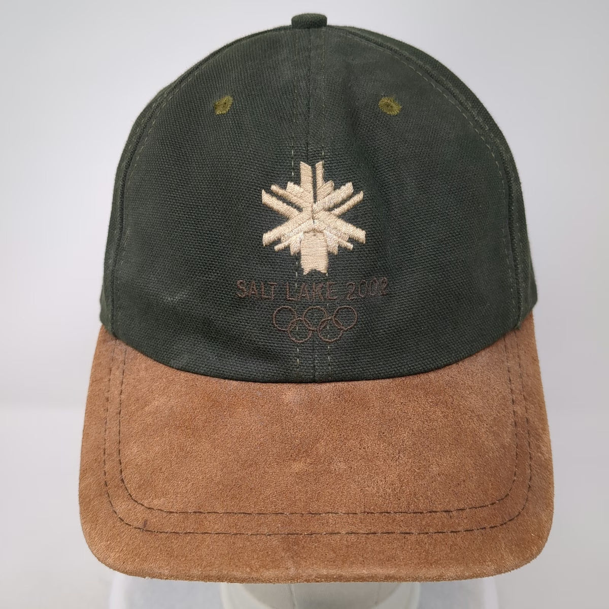 American Needle Salt Lake 2002 Olympics Hat Green Baseball Cap OS Suede Vintage