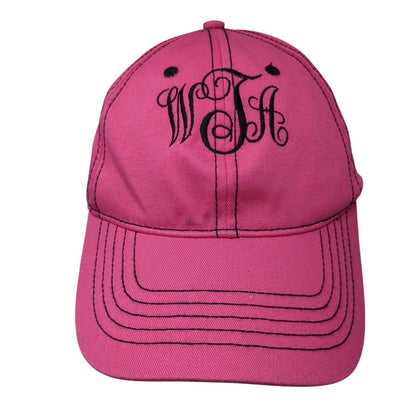 WTA Monogram Strapback Hat Pink One Size Adjustable Embroidered 6 Panel Cotton