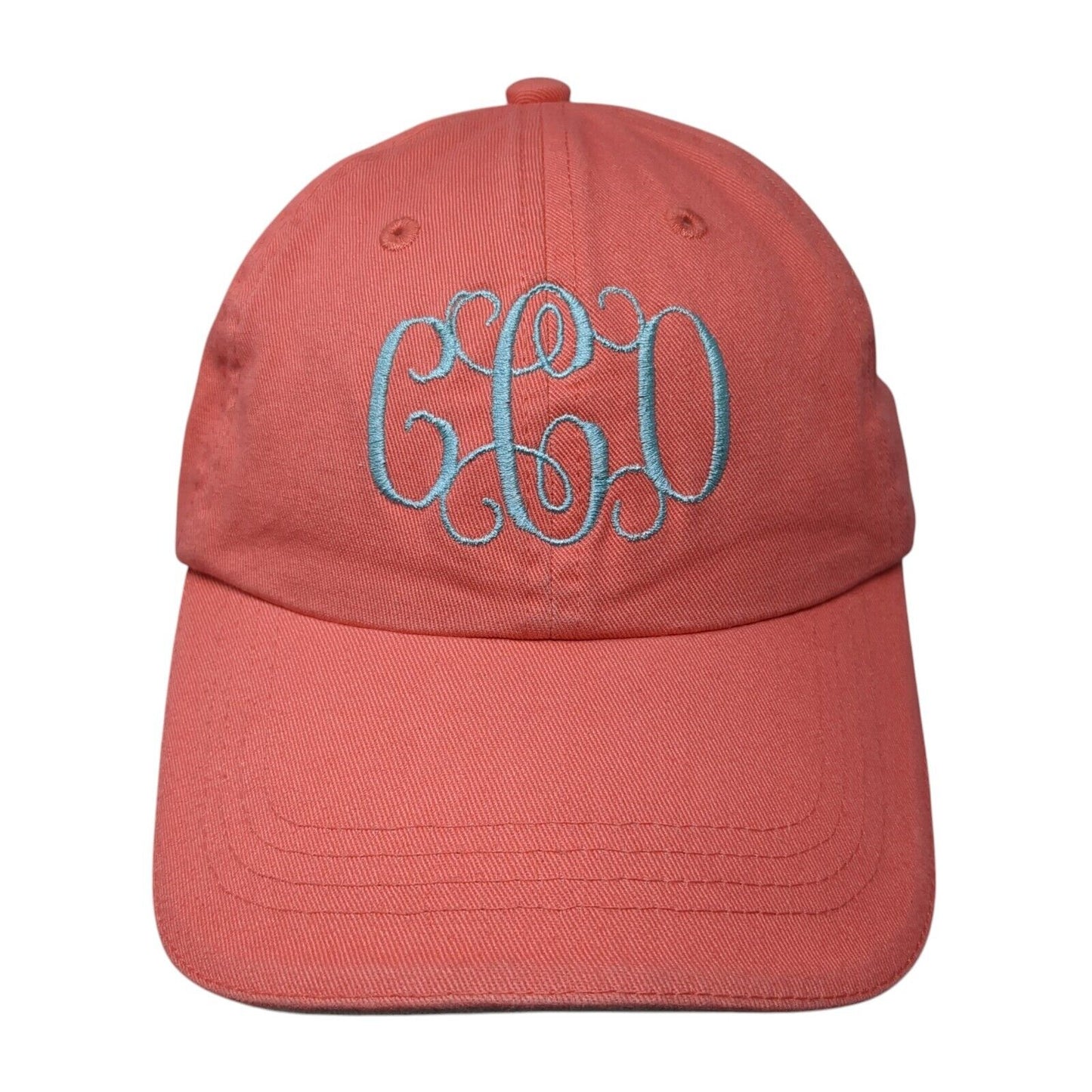 Monogram Strapback Hat Pink One Size Adjustable Embroidered Port Authority