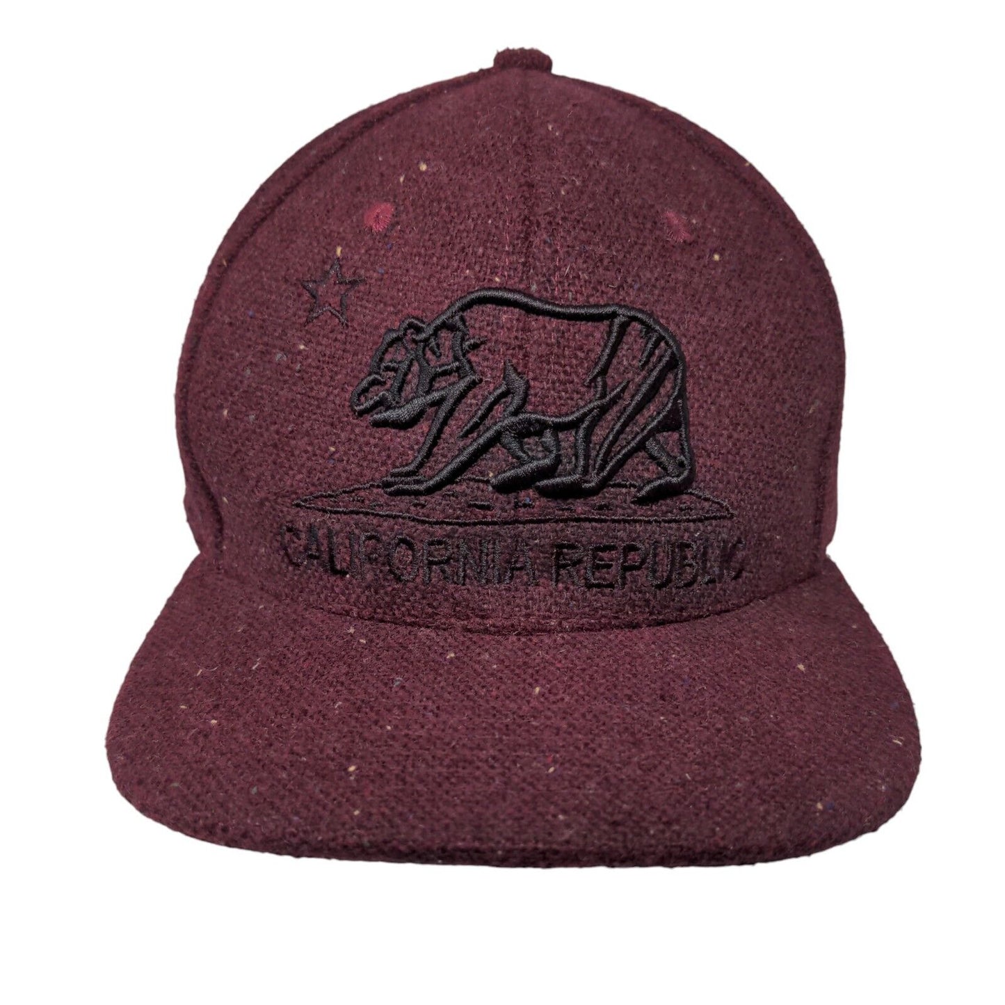 California Republic Bear Snapback Hat Red One Size Embroidered Headcase