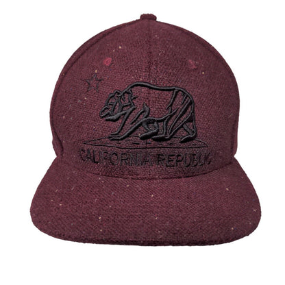 California Republic Bear Snapback Hat Red One Size Embroidered Headcase