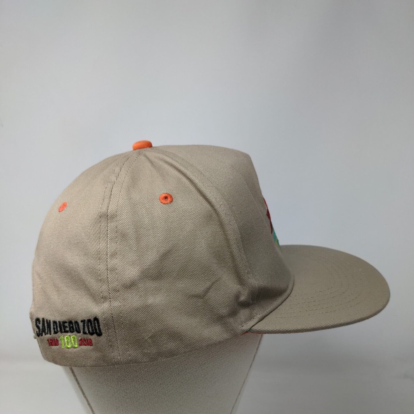 San Diego Zoo Colorful Lion Snapback Hat Tan One Size Embroidered