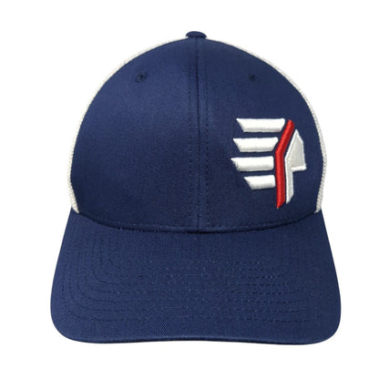 Roll Tribe Fitted Mesh Back Trucker Hat Blue S/M Embroidered Flexfit