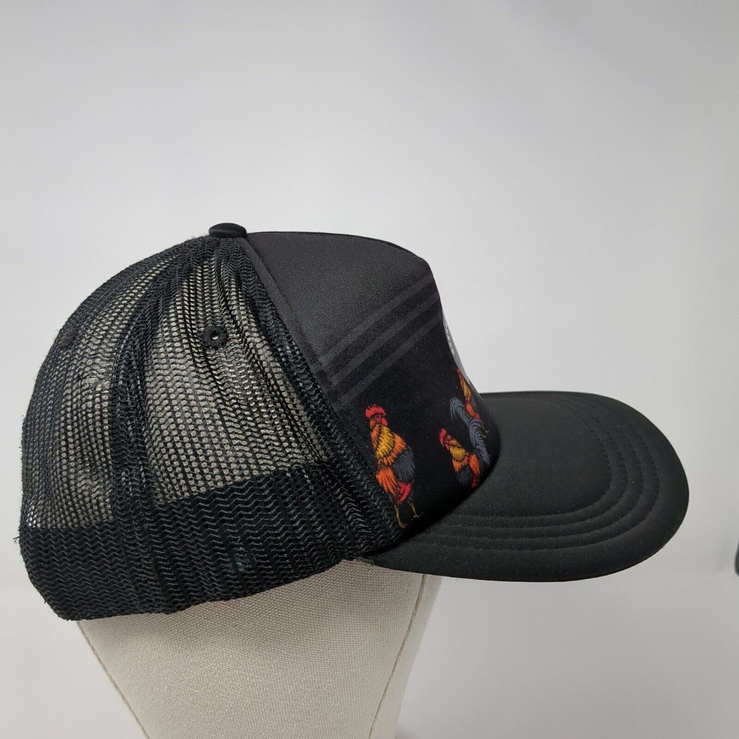 Encinitas Surf Rooster Snapback Trucker Hat Black OS Adjustable Mesh Back