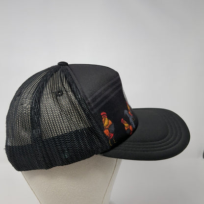 Encinitas Surf Rooster Snapback Trucker Hat Black OS Adjustable Mesh Back