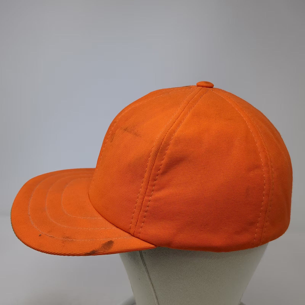 Orange Baseball Cap L Fitted Hat Green Underbrim Solid Polyester Hunting Vintage