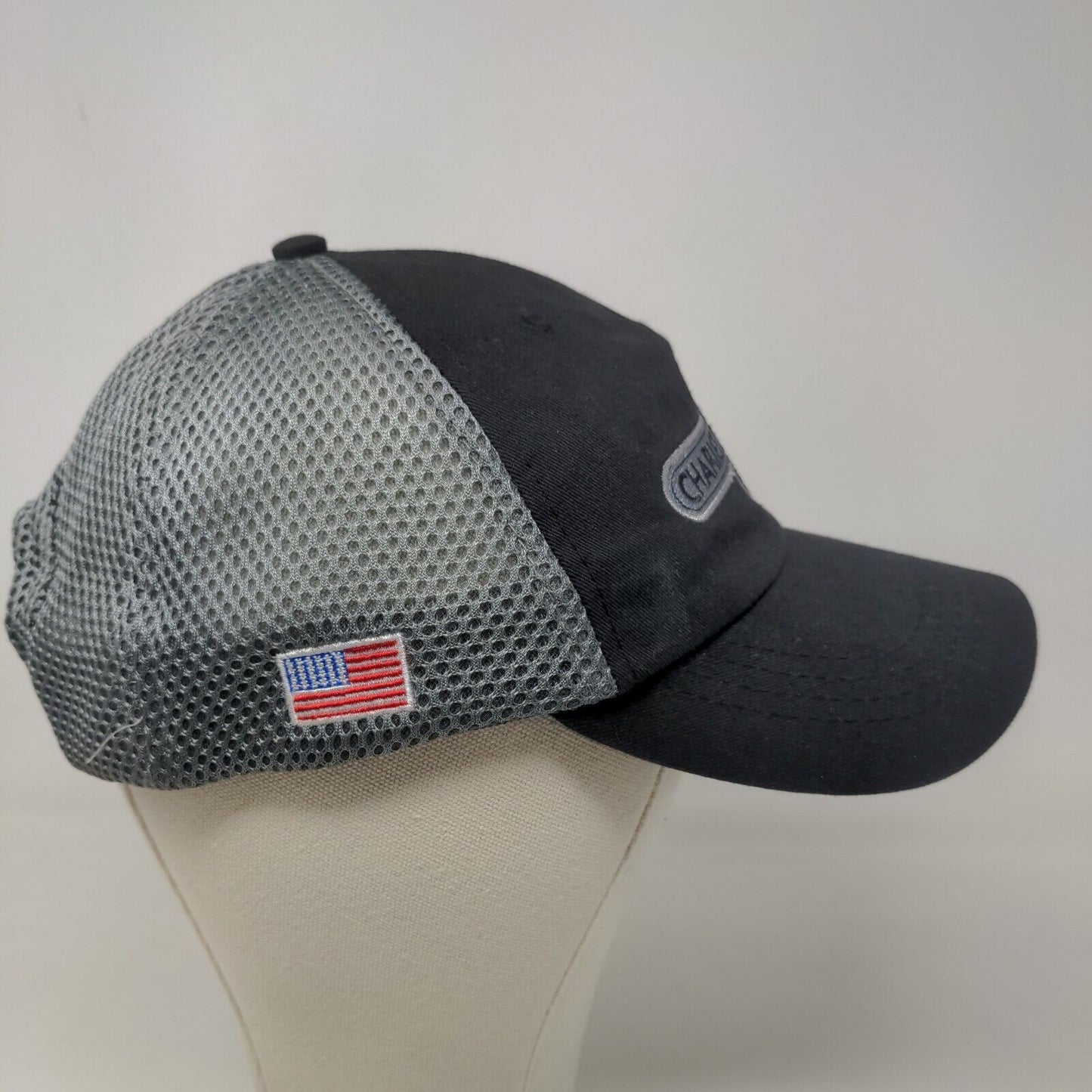 Charles D. Jones Co Men's Snapback Mesh Back Hat Black Gray Embroidered Logo
