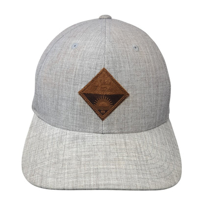 Leather Patch Fitted Hat Gray XL Vent Holes Flexfit Stretch Yupoong