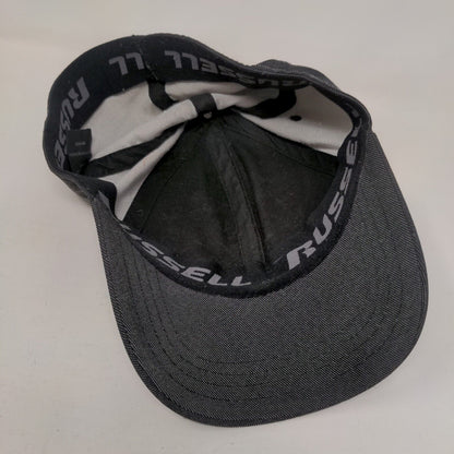 Russell Fitted Hat Gray S/M Lightweight Embroidered Logo Vented Holes 6 Panel