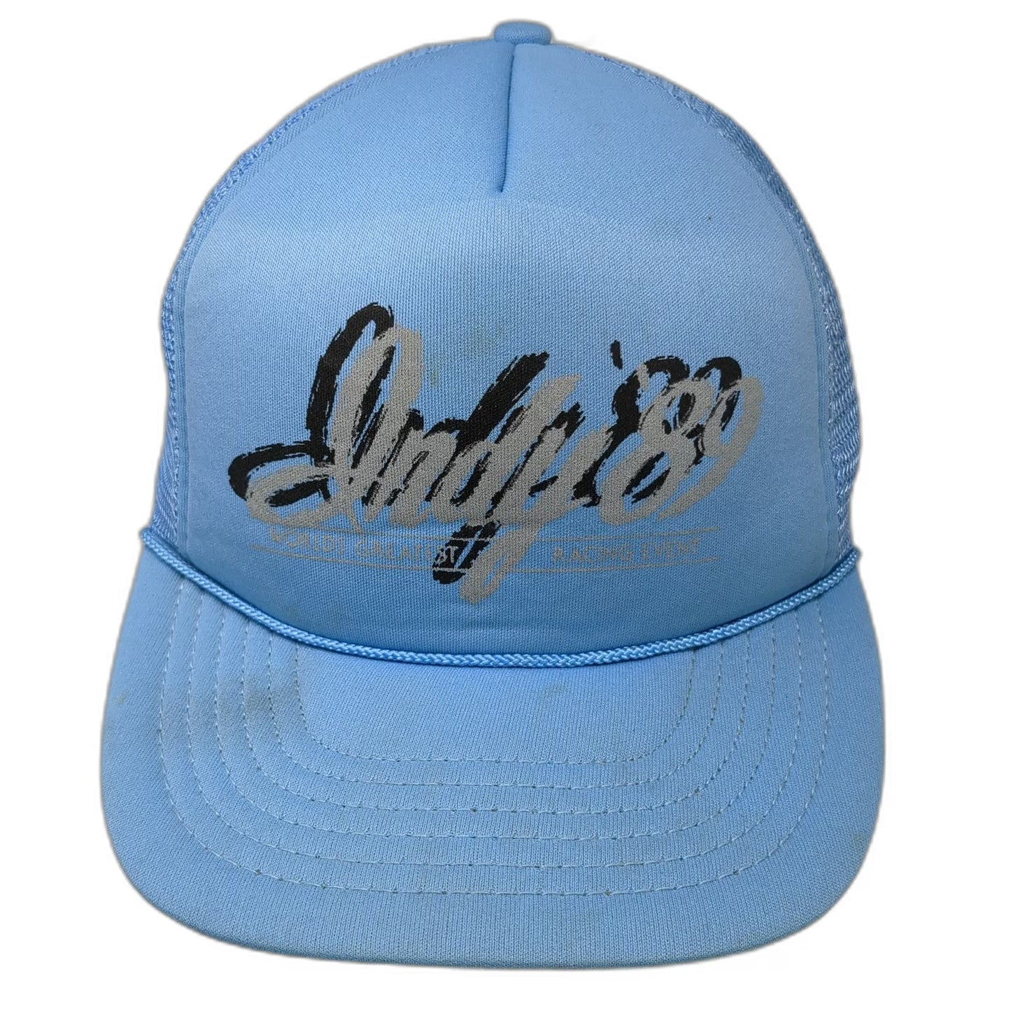 Indy 89 Indianapolis Racing Event Trucker Hat Blue Vintage Mesh Snapback Foam
