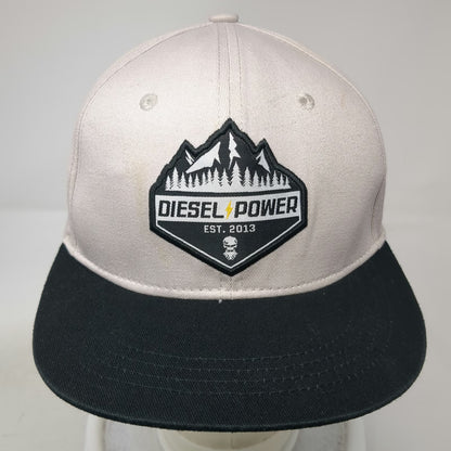 Diesel Power Gear Baseball Cap Beige Black One Size Flat Brim Stretch Fit Hat