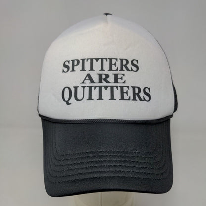 Unbranded Men's Snapback Mesh Back Hat Black White Spitters Are Quitters Logo