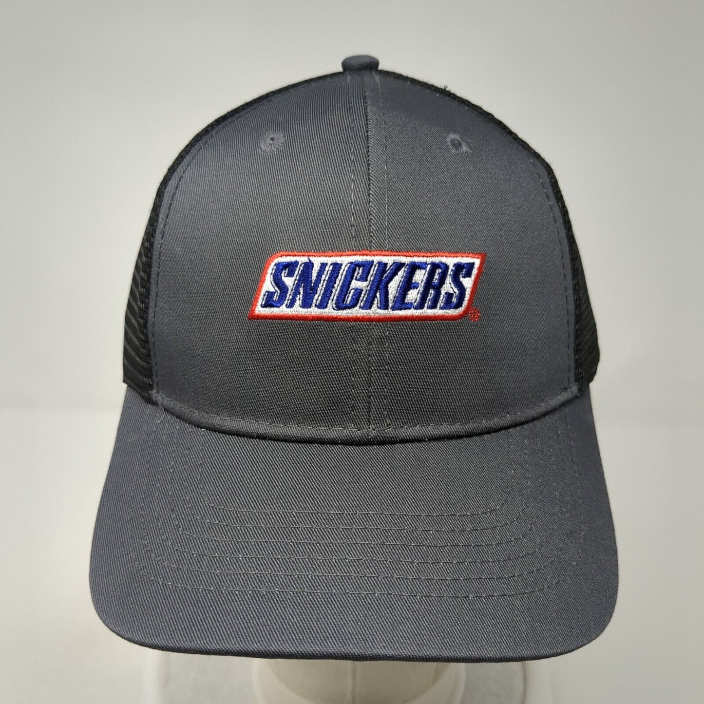 Snickers Snapback Mesh Back Trucker Hat Gray One Size 6 Panel Adjustable
