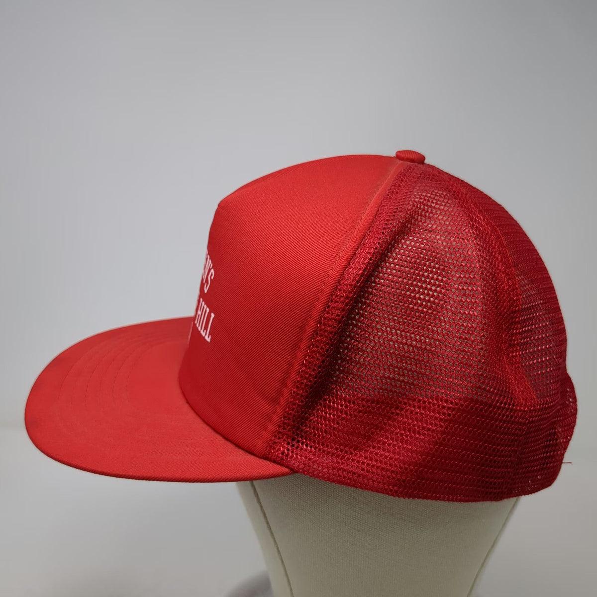 Topac Trucker Hat Red One Size Nielsens Paradise Hill Bar Mesh Snapback