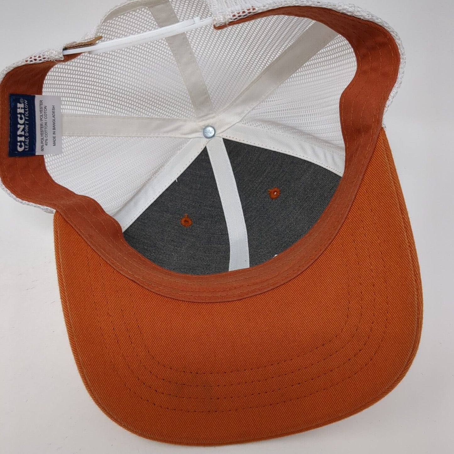 Cinch Brand Snapback Mesh Back Trucker Hat Orange One Size Adjustable