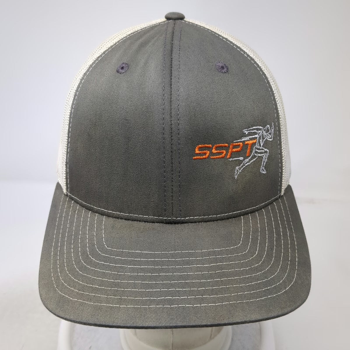Richardson Trucker Hat Gray One Size Snapback Mesh Back SSPT Logo Runner Sport