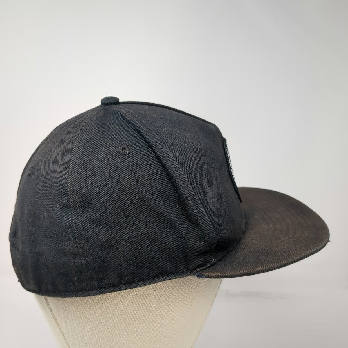 Vans 5 Panel Black Hat One Size Checkerboard Patch Snapback Flat Brim Cotton